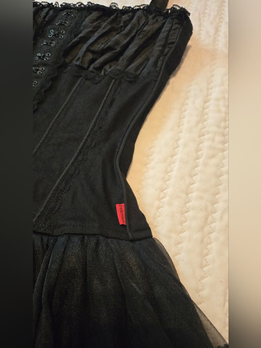 Tripp nyc Black Corset Mini Dress with Ruffled Tulle Skirt - Picture 5 of 10